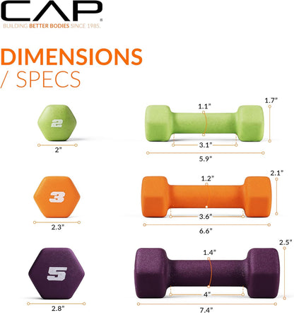 20 LB Set of Neoprene Dumbbells with Rack | 2, 3, 5 LB Pairs