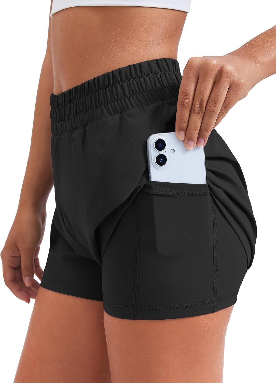 Elevate Your Workout with Women's 2-in-1 High Waisted Running Shorts - Quick Dry, 3" Athletic Shorts Featuring 4 Convenient Pockets