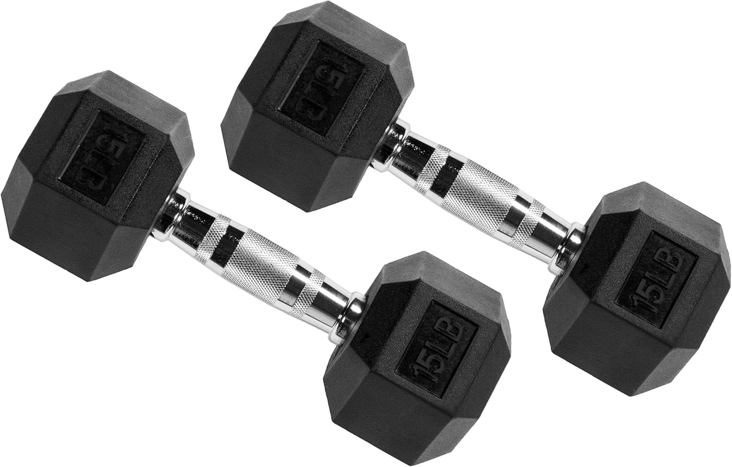 Rubber Coated Hex Dumbbell (15 LBS)