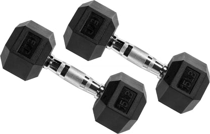 Rubber Coated Hex Dumbbell (15 LBS)