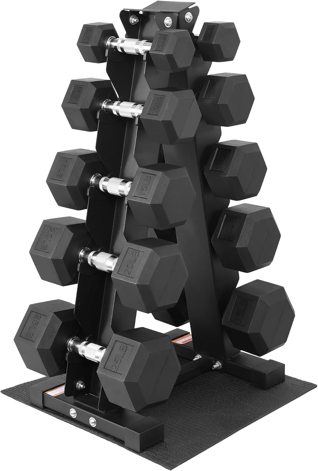 Rubber Coated Hex Dumbbell Set with Storage Rack, 150 LBS Hand Weight Set with Anti-Slip Grip for Home Gym