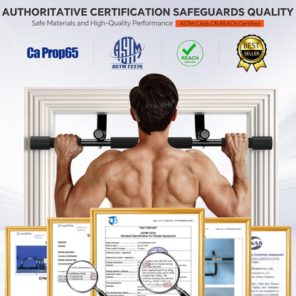 Pull up Bar for Doorway | Thickened Steel Max Limit 440 Lbs Upper Body Fitness Workout Bar| Multi-Grip Strength for Doorway | Indoor Chin-Up Bar Fitness Trainer for Home Gym Portable