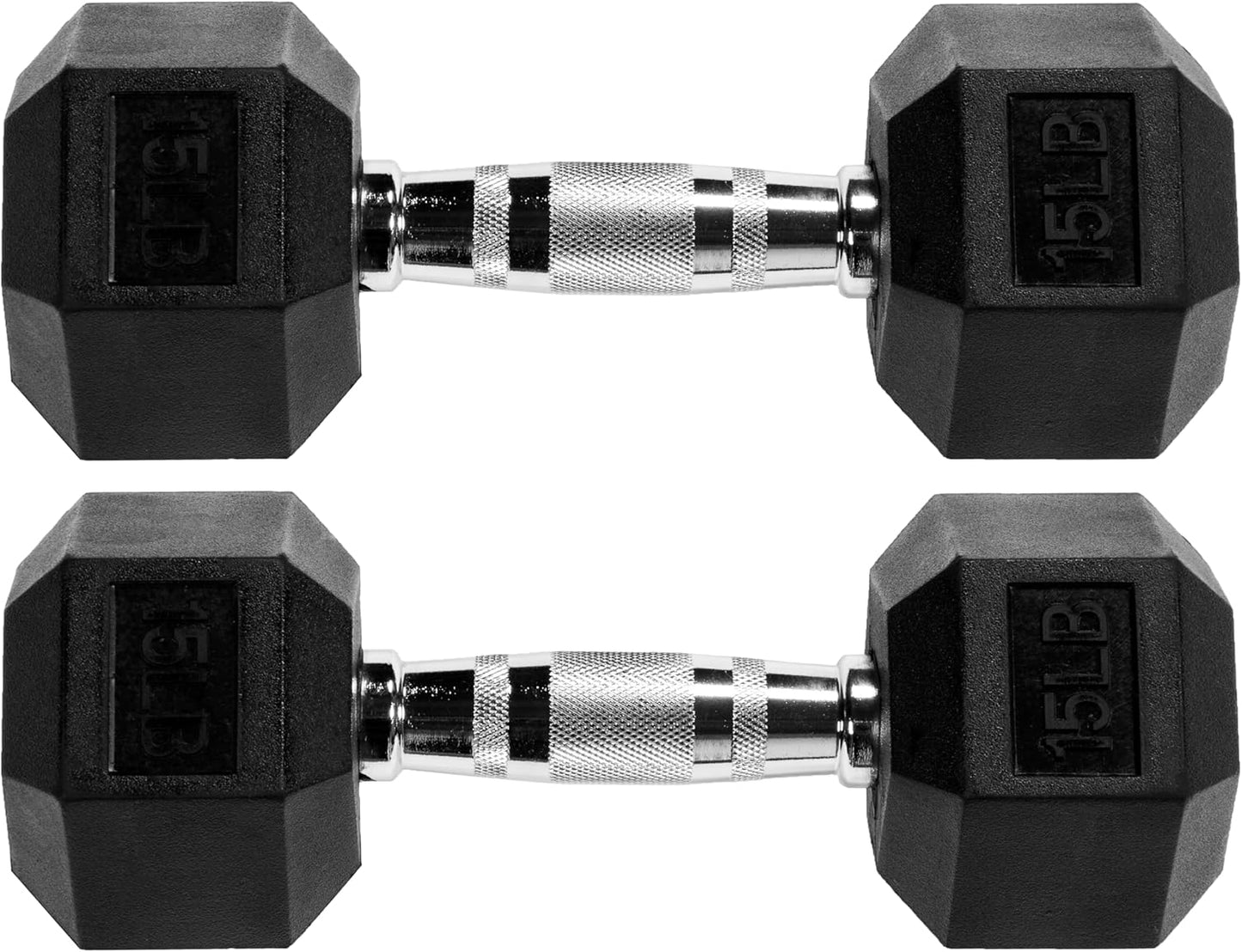 Rubber Coated Hex Dumbbell (15 LBS)