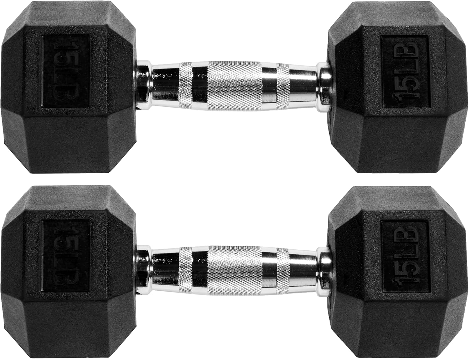 Rubber Coated Hex Dumbbell (15 LBS)