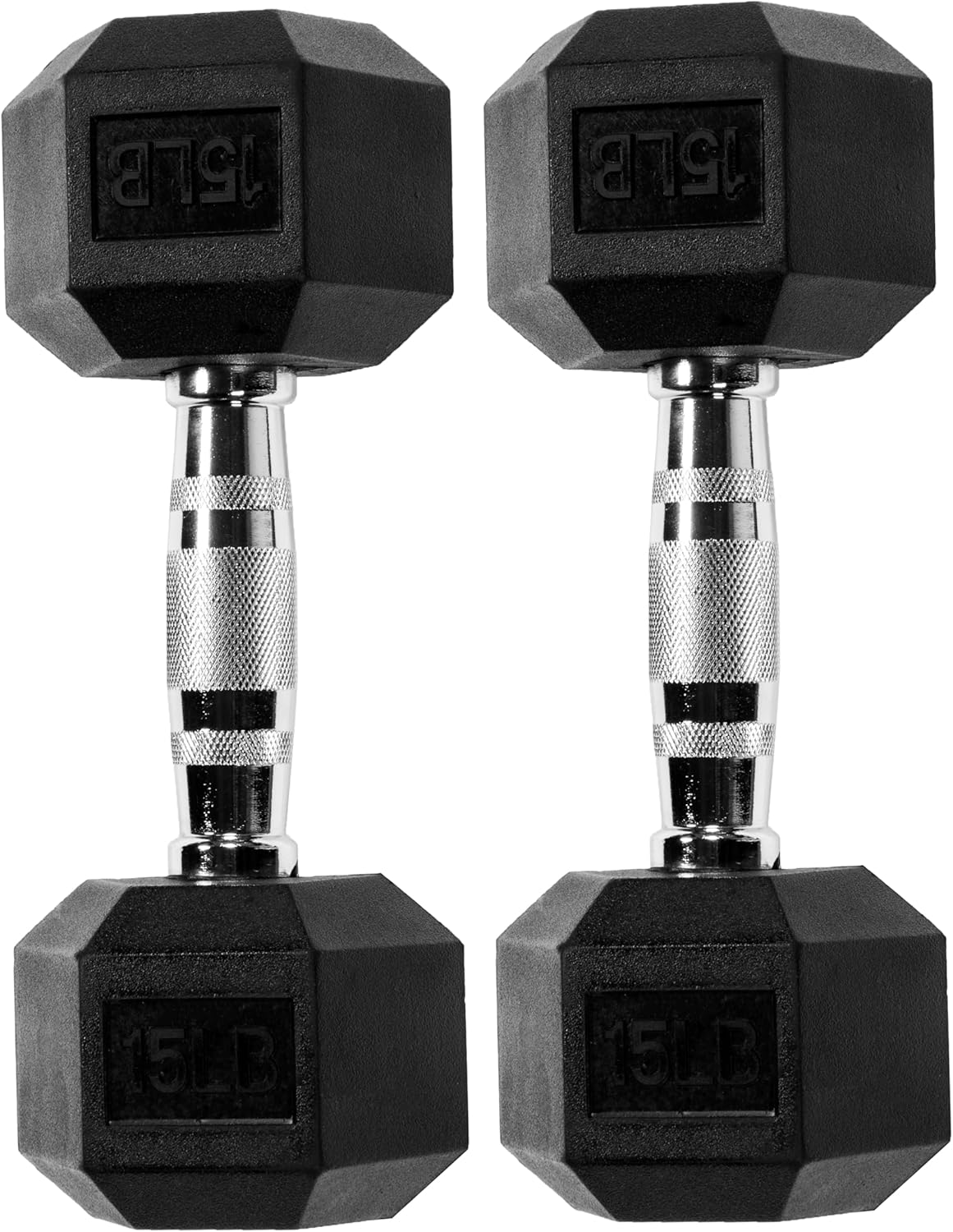 Rubber Coated Hex Dumbbell (15 LBS)