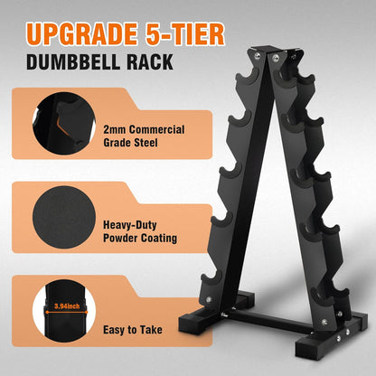 Rubber Coated Hex Dumbbell Set with Storage Rack, 150 LBS Hand Weight Set with Anti-Slip Grip for Home Gym
