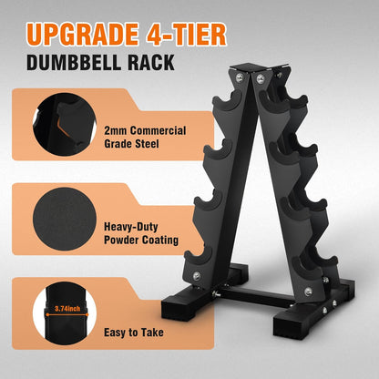 Rubber Coated Hex Dumbbell Set with Storage Rack, 100 LBS Hand Weight Set with Anti-Slip Grip for Home Gym