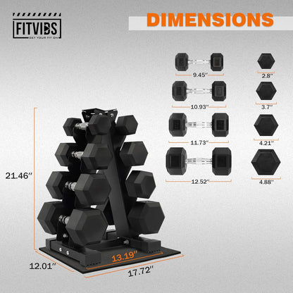 Rubber Coated Hex Dumbbell Set with Storage Rack, 100 LBS Hand Weight Set with Anti-Slip Grip for Home Gym