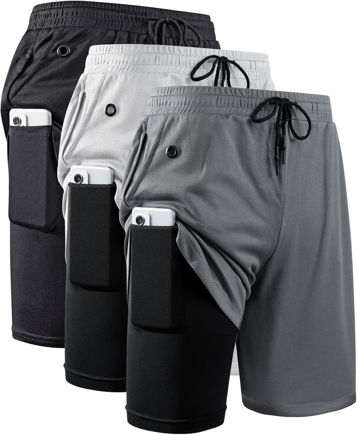 Men'S 2 in 1 Workout Running Shorts 7 Inch Lightweight Athletic Gym Shorts with Compression Liner